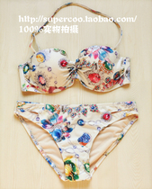 Princesss treasure chest European and American catwalk style steel support gathered chest-chest bikini hot spring swimsuit