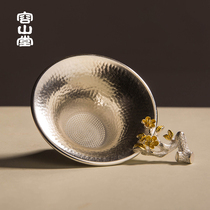 Rongshan Tang handmade silver 999 tea leaks solid wooden handle tea filter tea leak screen tea filter sledgehammer braces