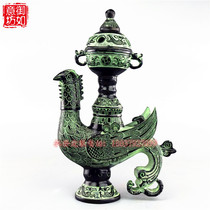 Bronze antique ornaments Peacock smoker Phoenix lamp home decoration Crafts furnishings office bird incense burner