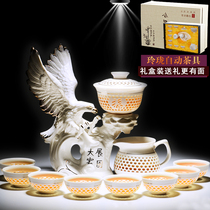  Shangyanfang fully semi-automatic tea set set Household hollow exquisite creative lazy ceramic Kung fu tea maker