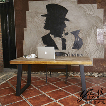 Customizable American loft retro solid wood iron dining table bar cafe table and chair desk casual conference table