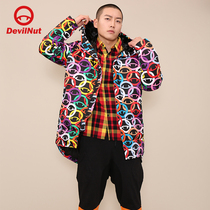 DEVIL NUT Tide brand demon men and women same down jacket round tooth face camouflage flu jacket master new ASV