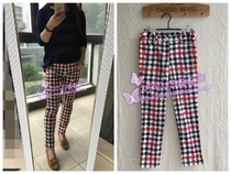 Self-retention~H Golf series red and black and white color slimming 9-point pants