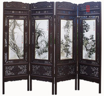 Meilan bamboo and chrysanthemum large double-sided embroidered four-page floor-to-ceiling screen Su embroidery partition entrance art Aya hand embroidery finished product