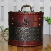 Upscale antique tea gift box pure handmade delicate leather wood casks with prose tea leaves such as Puer black tea