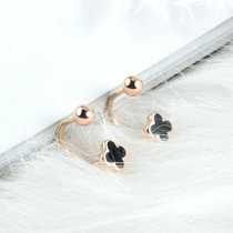 Small and exquisite gold 18K rose gold gold four-leaf clover hook earrings temperament Joker AU750