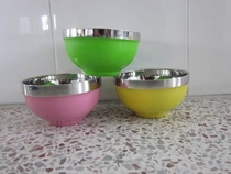 Stainless steel double-layer bowl rice bowl Stainless steel bowl tableware