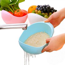 Kitchen supplies washing basket drain basket rice washing machine rice washing rice pot washing fruit basin plastic blue