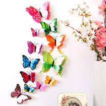 Double-layer simulated butterfly set Refrigerator sticker