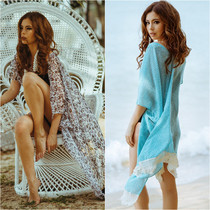 Holiday sunscreen new super large loose European and American chiffon beach dress bikini swimsuit blouse shawl long dress