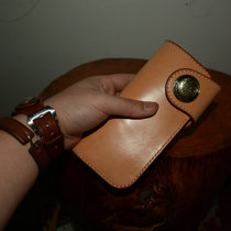 Leather Workshop Handsewn original design italian original bleached tannic leather long style multi-position buckle wallet chaebou