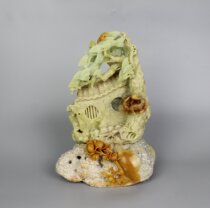  Bamboo leaf Qingtian stone carving ornaments Hehe Home Gold Yao pine rat essence Natural handicraft flower pots recommended