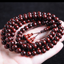 Indian small leaf red sandalwood 8mm108 full of gold star beaded hand string high density old red sandalwood men and women bracelet