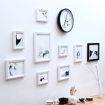  Photo wall Modern Chinese style solid wood photo frame wall Simple living room Bedroom dining room photo wall combination