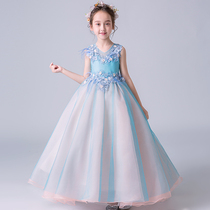 Princess dress girl birthday childrens evening dress catwalk flower girl host piano performance dress wedding Spring