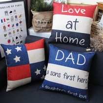 Simple British Nordic creative retro geometric American Fathers Day cotton and linen pillow car home sofa cushion