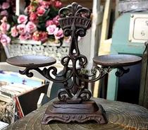 European-style American countryside pastoral retro Mediterranean heavy personality cast iron balance decoration ornament candlestick