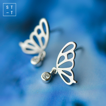 Mrs. t Shen S925 sterling silver Korean fresh temperament earrings sweet fashion mini butterfly small earrings women give away