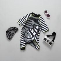  New foreign trade childrens swimsuit Boys baby stripes sunscreen hot spring warm quick-drying surf suit suit tide