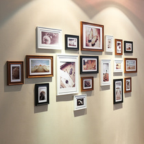 18 frame widened European solid wood photo Photo wall Photo frame wall Creative combination Large wall Living room large frame hanging wall
