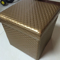 Tuhao gold export large diamond embroidery high-end storage stool square footrest high-grade leather storage stool