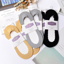 South Korea Wave Side Lady No Mark Boat Socks Light Mouth Invisible Socks Silicone Gel Non-slip Anti-Heel Super Slim Summer Socks