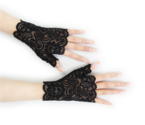 Summer new elastic lace short glove finger and half finger sunscreen anti-UV driving anti-slip ladies thin gloves