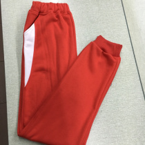Spring and summer cotton fleece red trousers school pants same men and women sports pants student pants large size warm pants