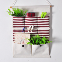 Dormitory artifact storage bag hanging bag multi-layer wall rear door hanging with storage bag cotton linen fabric wall-mounted storage bag