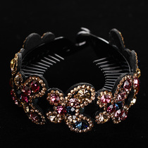 Large meatball head plate hair device ponytail buckle twist clip grab card Korean Rhinestone hair ring Bud head Big hairpin headdress