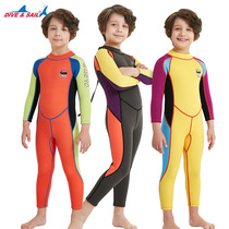 Snorkeling Sanbao 2 5MM childrens diving suit one-piece long-sleeved swimsuit warm and cold-proof padded swimsuit