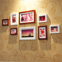 Solid wood photo wall Photo wall Photo frame wall Creative combination background wall Decorative photo frame Restaurant study frame