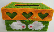 Solid Cross Embroidered Living Room Bedroom Cartoon Cartoon Cartoon Small Drawing Paper Box Series Forabbit Paper Towel Box Finished Product Pre-sale