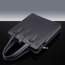 Office leather bag Mens bag handbag vertical square cowhide casual business bag crossbody shoulder bag Mens bag hand carry