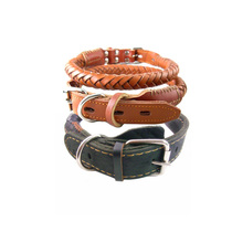 Pet collar Dog collar 8-strand soft leather woven medium and large dog thickened golden Retriever Satsuma Ala collar