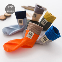 Childrens socks Cotton Spring and Autumn new boys and girls 1-3-5-7-9 years old middle cotton socks boneless socks 5 Double Tide