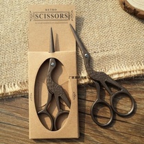 zakka Japanese groceries Crane iron retro scissors pointed mouth Household handmade thread head antique small scissors wholesale