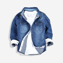 Child Denim Shirt Spring Dress Boy Long Sleeve Washed Knitted Denim Shirt CUHK Boy Boy Denim Shirt