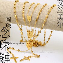 Texture titanium steel gold all handmade bead chain hip hop retro necklace a variety of high-quality plated gold color long
