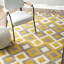 Minimyoo Style Modern Geometric Yellow Carpet Tea Table Sofa Bedroom Bedside Handmade acrylic Acrylic Carpet Full of Custom