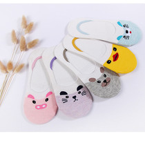 New summer cartoon Animal boat Sox All cotton socks Pale Yellow Duck Shallow invisible Sox women