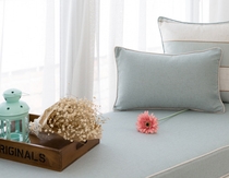 Micro blue Mediterranean light blue cotton linen Nordic card seat cushion floating window cushion high density sponge tatami custom