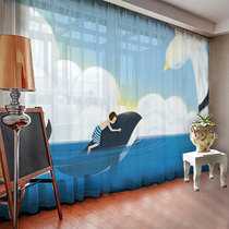 Painting British cartoon cute childrens room bedroom blackout curtain fabric decorative gauze custom