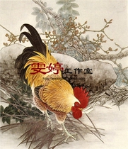 Gongbi painting white drawing background-Dajitu Rooster animal painting Chinese painting Calligraphy and painting homework painting