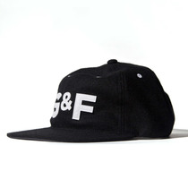 GODANDFAMOUS Field Cap Wool Hat Flat-Brimmed Hat 6-piece Hat GAF Hip Hop GF Baseball Black