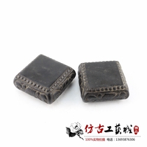 Antique Antique stone carving Stone hand carved small stone drum Bluestone Paperweight ruler pressed stone pair Antique