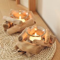 HD creative wedding supplies gift Simple romantic American wood candlestick irregular section