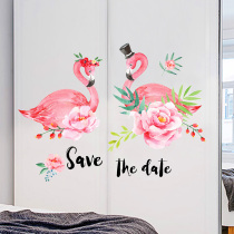 Nordic wind ins wall stickers warm bedroom bedside wallpaper self-adhesive room wall decoration stickers Flamingo stickers