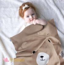 ins new childrens knitted blanket baby air conditioning blanket men and women baby cotton cover blanket brown bear blanket