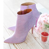 HChen Korea Direct mail handmade custom trendy sexy pointed stars High heel and ankle short boots Pink Purple
